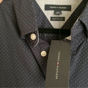 Navy Men’s Tommy Hilfiger Polka Dot Button Up shirt